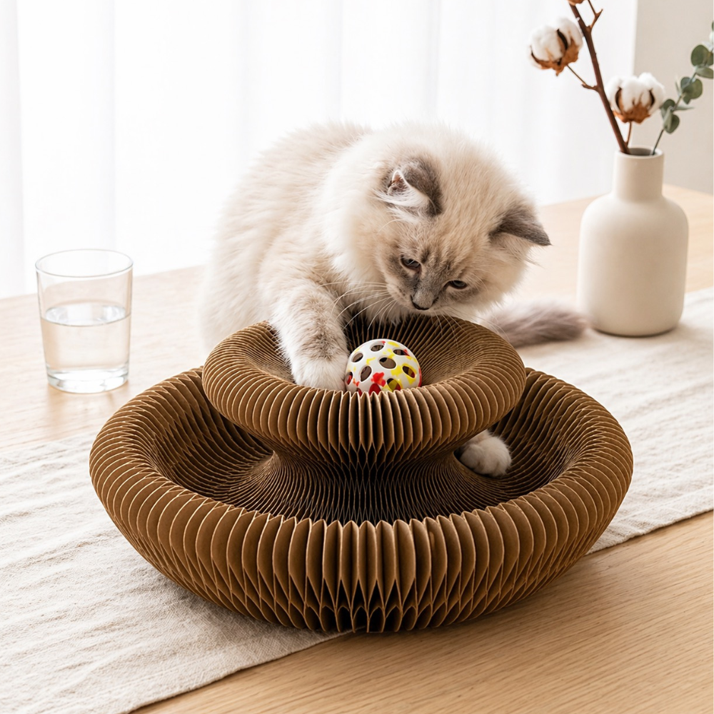Grattoir Chat Écologique - Design Ondulé Unique pour un Félin Heureux