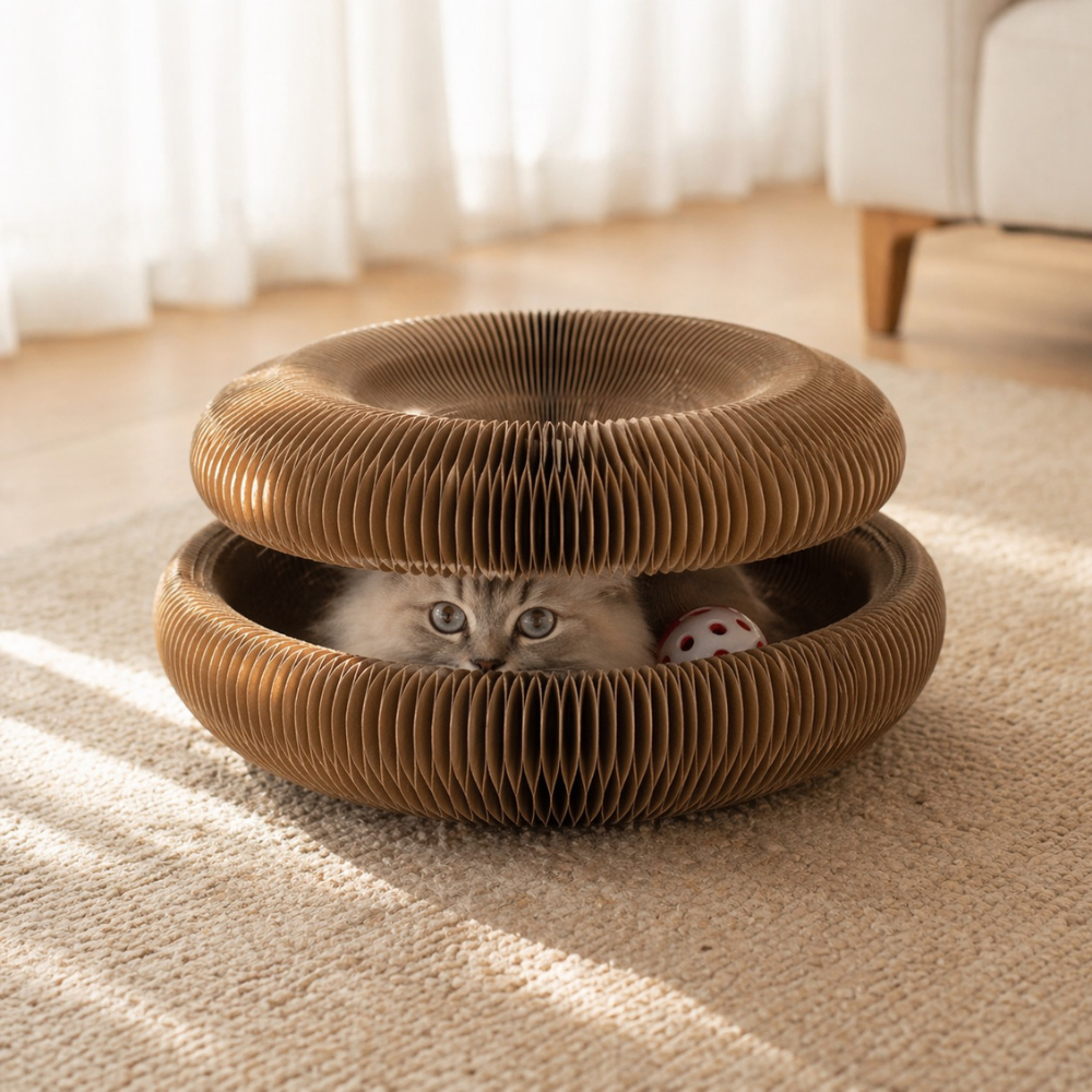 Grattoir Chat Écologique - Design Ondulé Unique pour un Félin Heureux